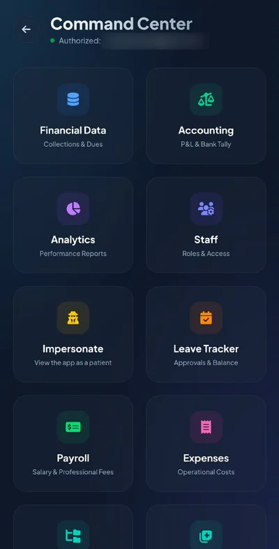 The Curis 360 ERP on a phone: financial data, accounting, analytics, staff, leave, payroll and expenses